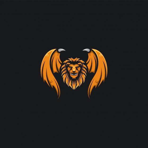 lion head and wing design ilustration