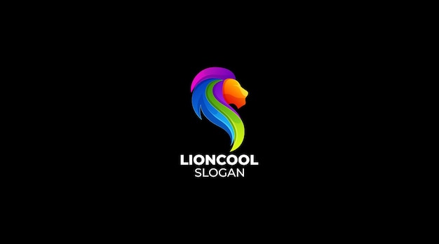 lion head with colorful vector logo design template