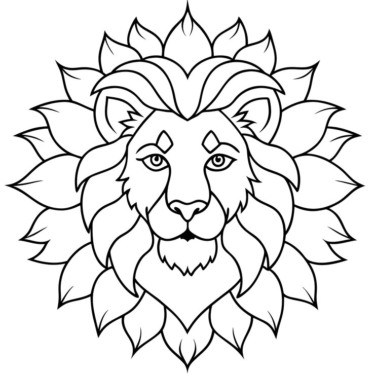 Vector a lion head with a flower design on it