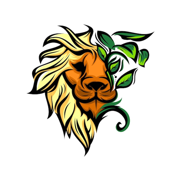 lion head with leaf