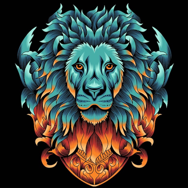 lion head with ornament vector illustration