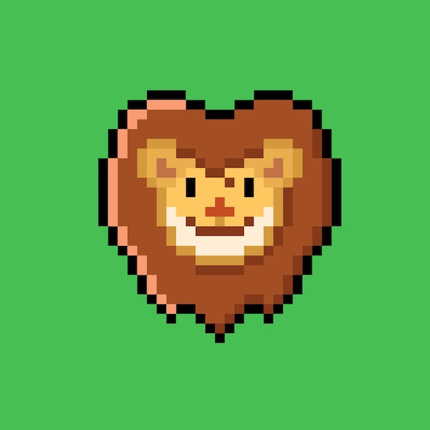 lion head with pixel art style