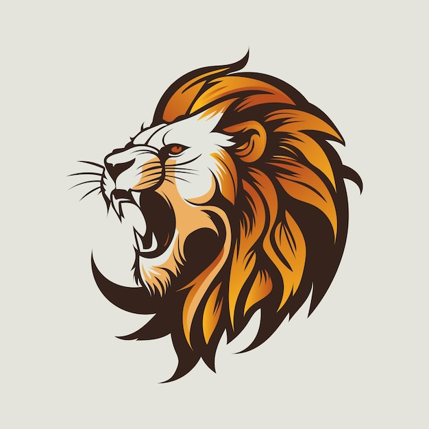 Vector a lion head with a yellow and black outline logo and illustration