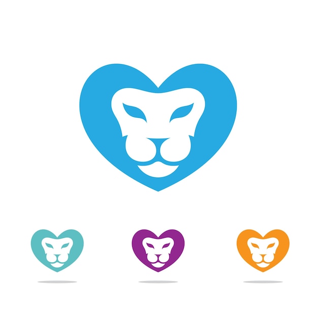 Lion heart vector king design del logo del leone di lusso