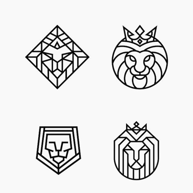 Vector lion hoofdlijn omtrek monoline logo sjabloon