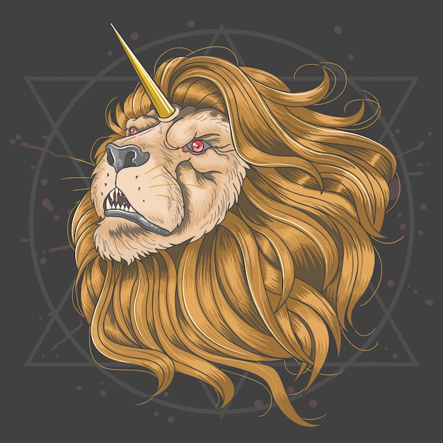 Lion horn unicorn gold hair