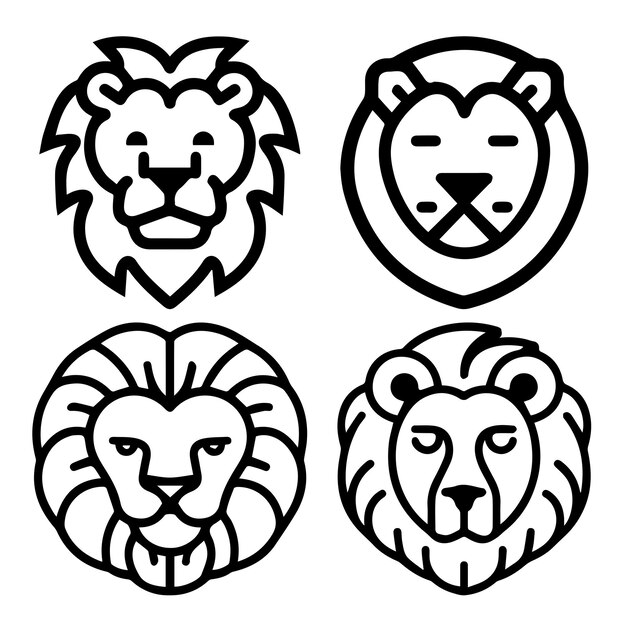 Vector lion icon set