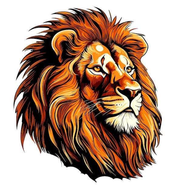 The lion is the king of beasts Portrait of a wicked and majestic lion in colourful vector pop art style Template for tshirt sticker etc