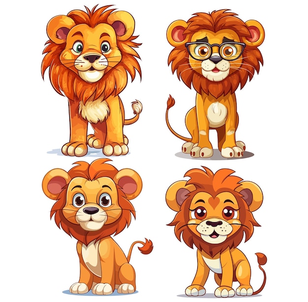 Lion isolated on a white background Lion clip art set