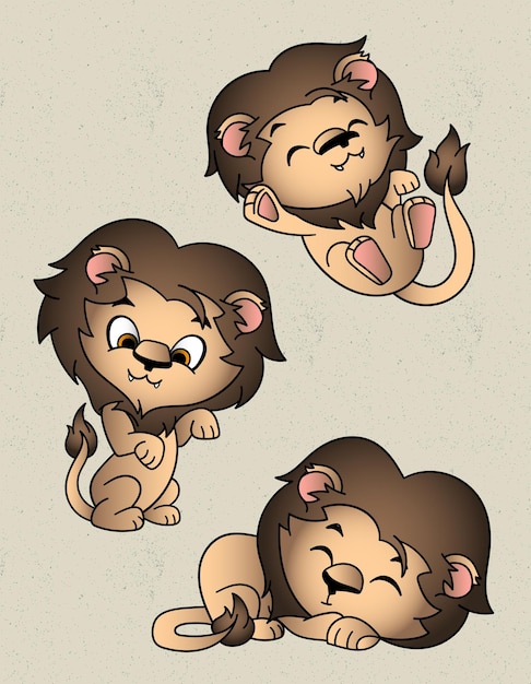 Lion kawaii kids elements