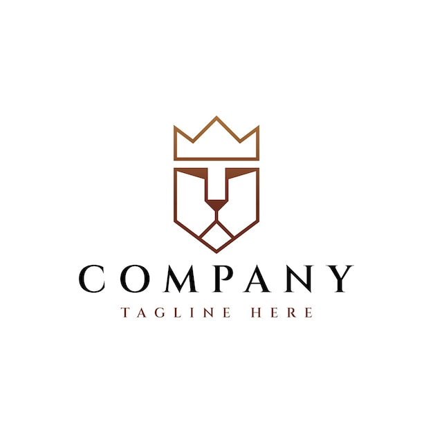 Vector lion king crown logo design