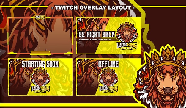 Vector lion king gaming lay-outontwerp streamer twitch