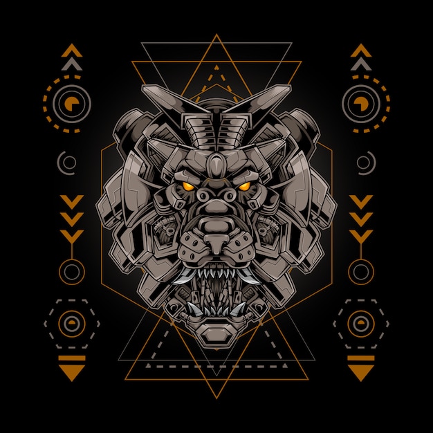Lion King Head Cyborg Style Heilige Geometrie