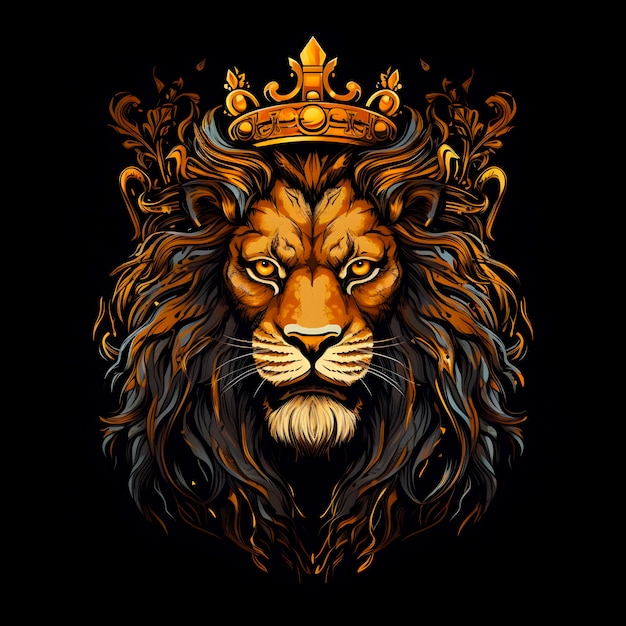 lion king head illustration with crown