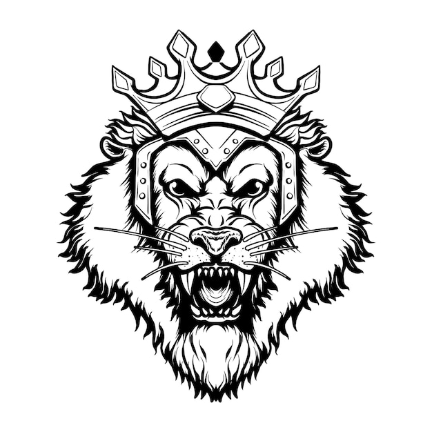 Lion King Head Vector Illustratie Karakter T-shirt Ontwerp