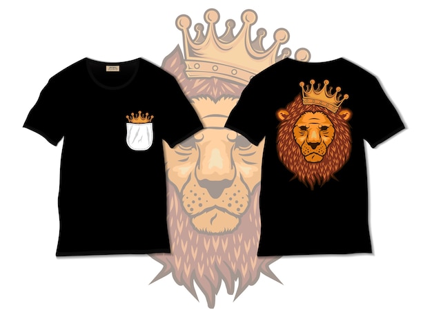 Illustrazione del re leone con design tshirt, disegnato a mano