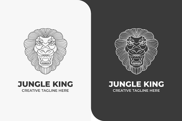 Lion King Jungle Animal Monoline Logo