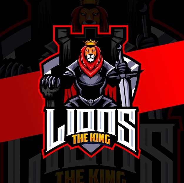 Lion king knight mascot esport logo