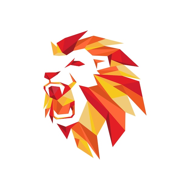 Lion King Logo kleurrijke veelhoekige leeuwenkop vectorillustratie