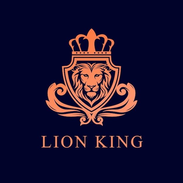 Lion King Logo Luxe stijl ontwerp Lion badge Logo met kroon vector geïsoleerde achtergrond