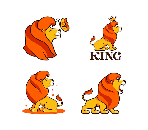 Vector the lion king, logos set. collection cartoon characters