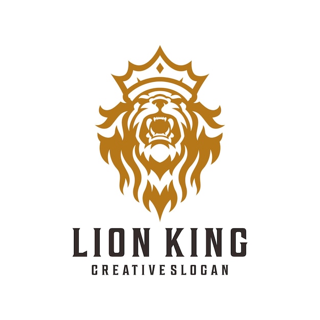 Lion king luxury logo, crown lion, royal lion illustration