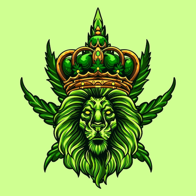 Vettore illustrazione di lion king marijuana vector