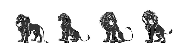 Lion king silhouette icon set Vector illustration design