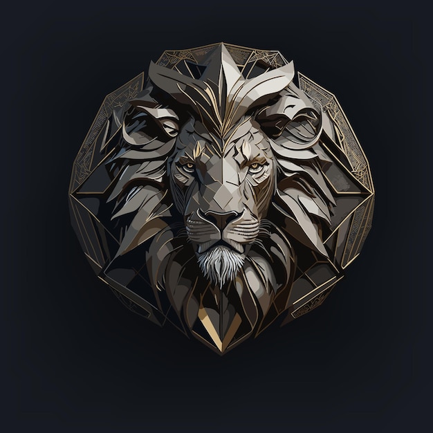 Lion king vector illustration head of Lion and royal crown