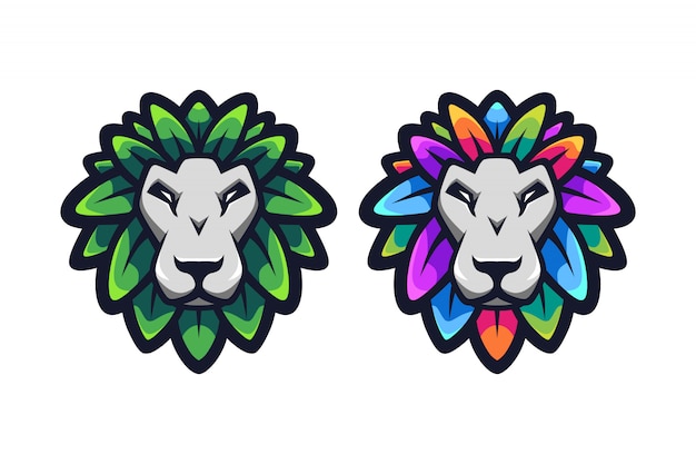 Lion leaf mascot logo design