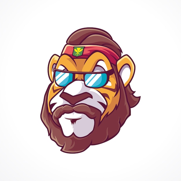 Vector lion leo glasses head mascot cartoon