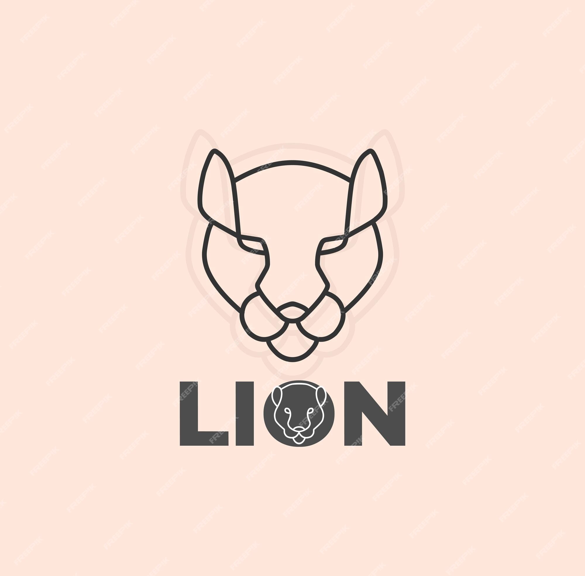 Premium Vector | Lion line art logo illustration