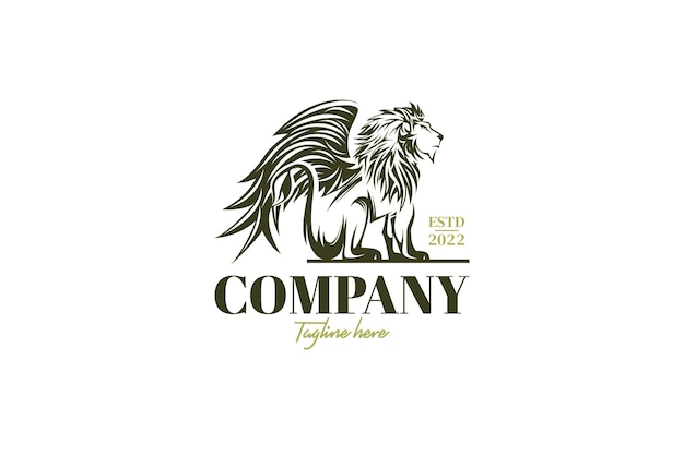 Lion logo classic with illustration of having wings