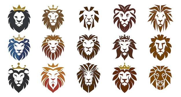 Логотип льва коллекция символов современных дизайнов для бизнеса