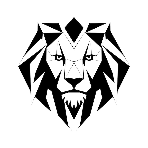 Lion logo design Abstract black geometric lion head Lion face drawing