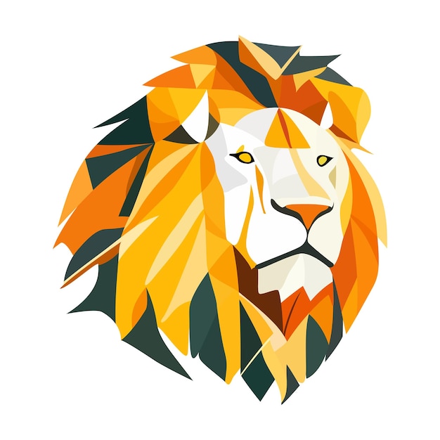 Lion logo design Abstract colorful polygon lion head Calm lion with teeth