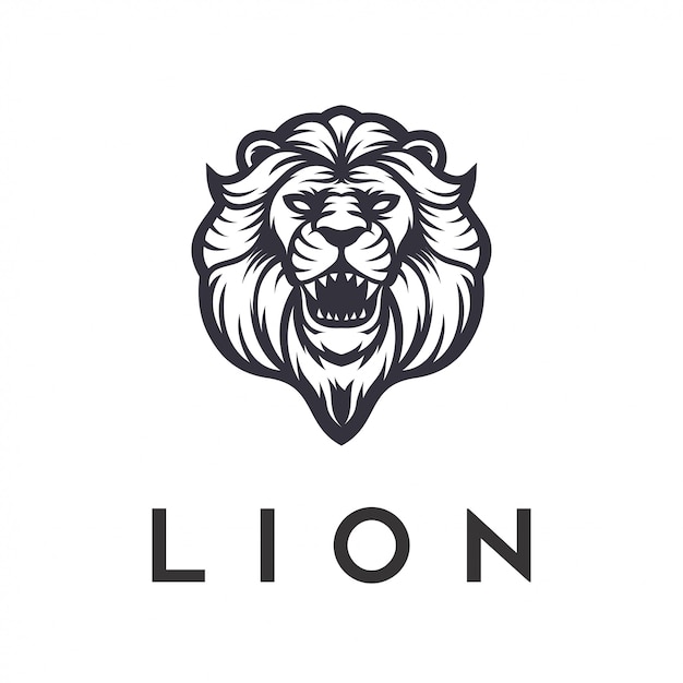Modello di vettore arrabbiato di progettazione di logo del leone