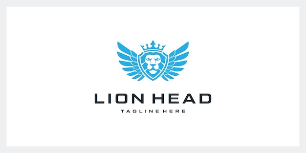 Icone di vettore di ispirazione del design del logo del leone vettore premium