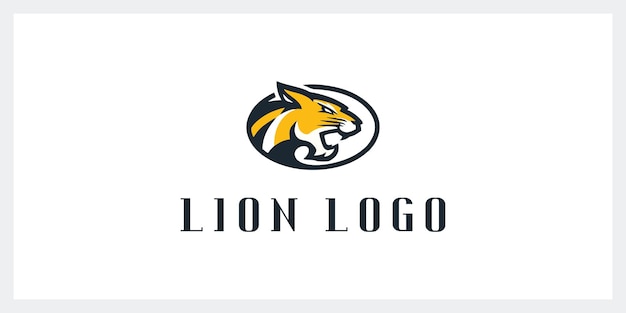 Icone di vettore di ispirazione del design del logo del leone vettore premium