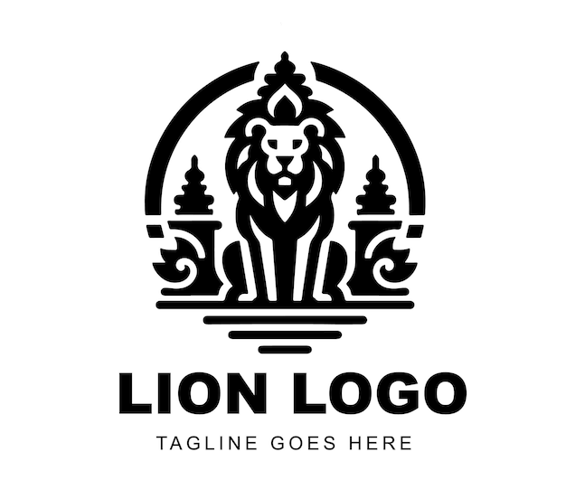 Vettore disegno del logo del leone pronto all'uso illustrazione della mascotte premium vector