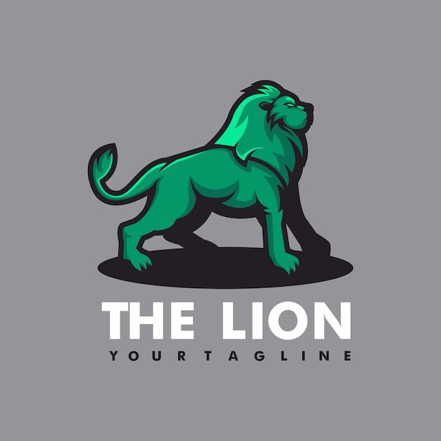 Вектор дизайна логотипа льва с современным стилем концепции иллюстрации для печати значков, эмблем и футболок. львиная стойка для спорта или команды