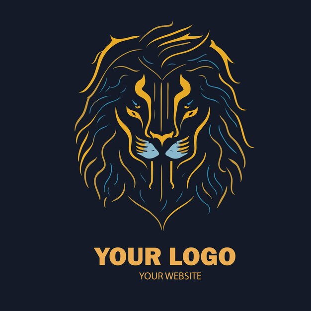 Vector lion logo front gold blue