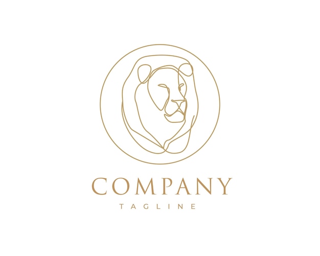 Logo lion head line art outline animal design template vector per brand branding company business