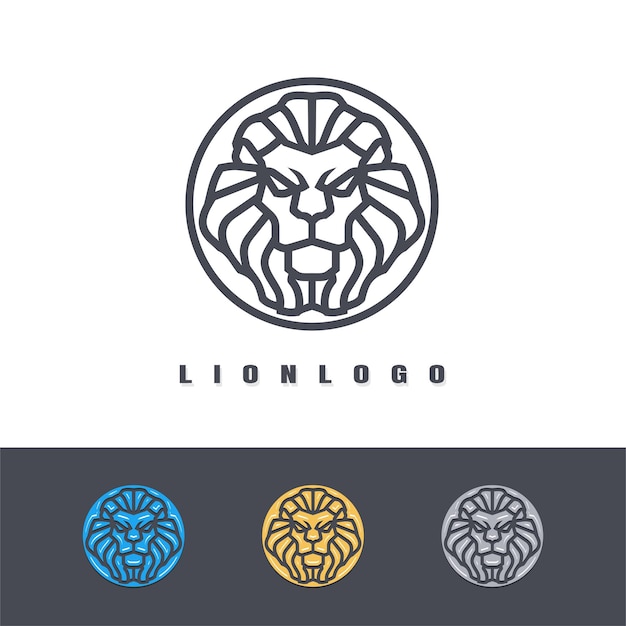 Lion logo line design vector illustration
