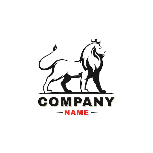Логотип льва. лев с короной на белом фоне.