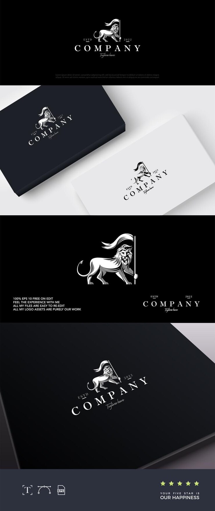 Lion logo in luxurious white and silver