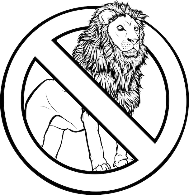 Логотип Льва Монохромный стиль дизайна