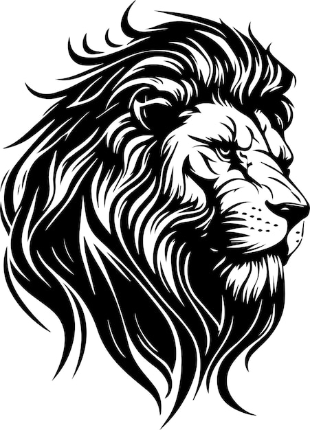 Vector lion logo monochrome design style