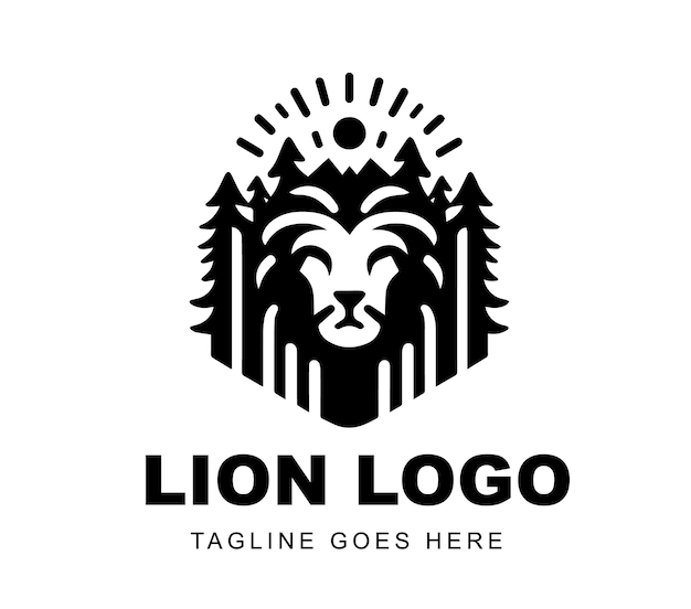 Lion logo ontwerp klaar om te gebruiken Premium Vector mascotte illustratie