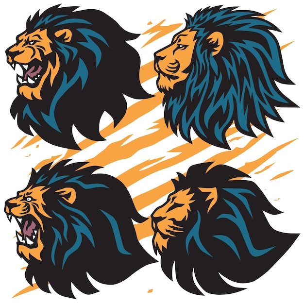 Lion Logo Set Collection Premium Design Vector Esports Sport Mascotte Illustratie Icon Cartoon Pack